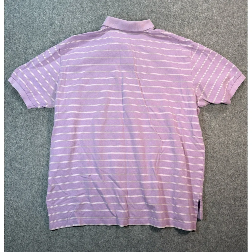 Polo Ralph Lauren Mens XXL Purple White Striped Short Sleeve Pique Polo Shirt
